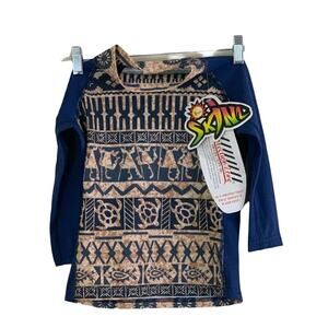 Radicool SkinZ Boys Blue Hieroglyphic Patterned swim rahsguard size 6